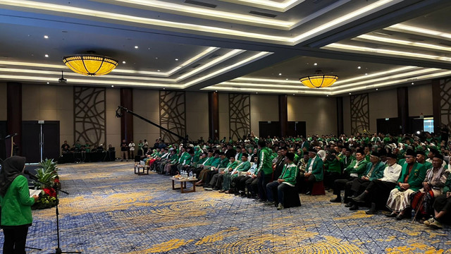 Kubu Agus Suparmanto gelar Tasyakuran Muktamar PPP ke X di Discovery Hotel, Ancol, Jakarta Utara, Minggu (28/9/2025). Foto: Haya Syahira/kumparan