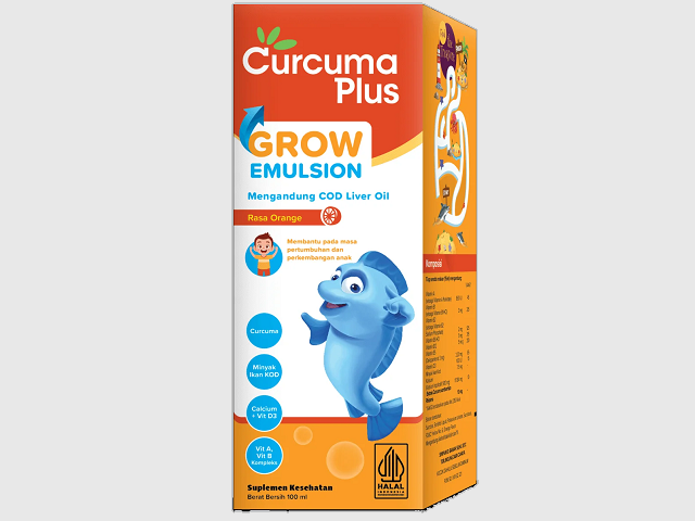 Perbedaan Curcuma Plus Grow dan Sharpy. Foto adalah Curcuma Plus Grow Emulsion Rasa Orange. Sumber: curcumaplus.co.id.