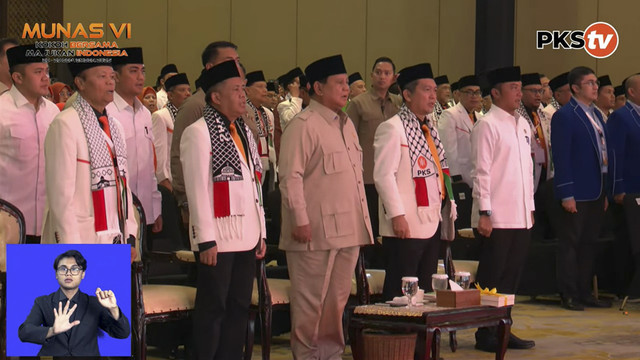 Presiden RI Prabowo Subianto hadiri penutupan Musyawarah Nasional VI Partai Keadilan Sejahtera (PKS) di Hotel Sultan, Jakarta, Senin (29/9/2025). Foto: YouTube/ PKSTV