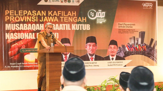 Pelepasan kafilah Provinsi Jawa Tengah untuk mengikuti MQK di Kabupaten Wajo, Sulawesi Selatan. Foto: Dok. Istimewa