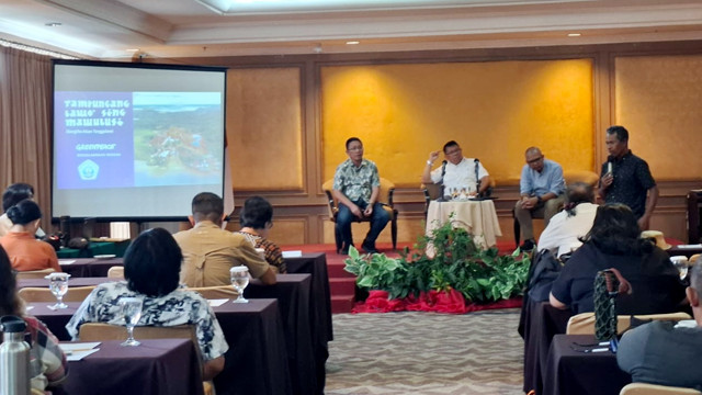 Rilis hasil penelitian yang dilakukan Politeknik Negeri Nusa Utara (Polnustar) bersama Greenpeace Indonesia terkait kondisi terbaru perairan Pulau Sangihe, Rabu 1 Oktober 2025 di Manado. 