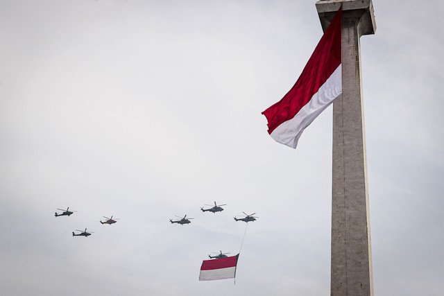 Sejumlah prajurit TNI mengikuti gladi bersih dalam rangka Hari Ulang Tahun (HUT) ke-80 Tentara Nasional Indonesia (TNI) di Lapangan Silang Monumen Nasional (Monas), Gambir, Jakarta Pusat, Jumat (3/10/2025). Foto: Iqbal Firdaus/kumparan