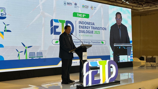 Presiden ke-6 Republik Indonesia, Susilo Bambang Yudhoyono (SBY), saat acara Indonesia Energy Transition Dialogue 2025, Senin (6/10/2025). Foto: Fariza/kumparan
