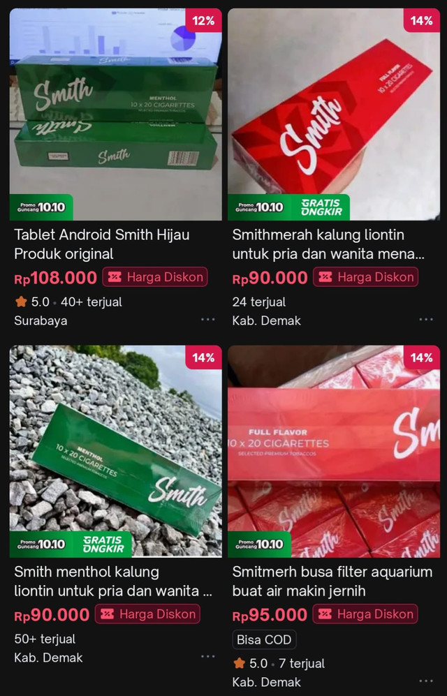 Penjualan rokok ilegal di e-commerce. Foto: kumparan