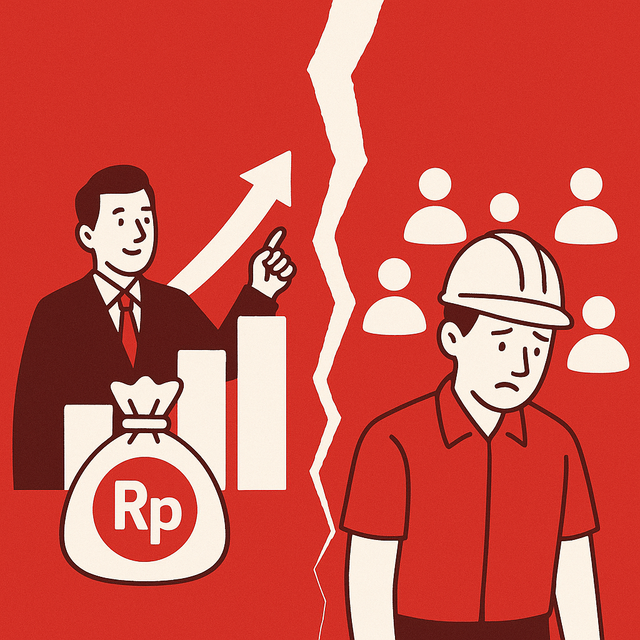 Ilustrasi diskoneksi investasi dan penyerapan tenaga kerja. Generated with ChatGPT.