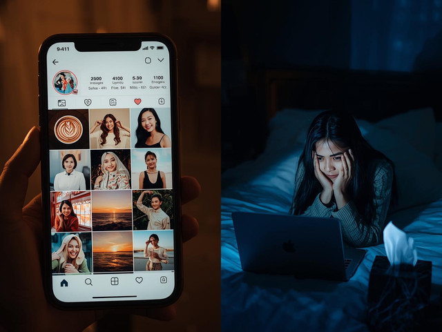 Ilustrasi menunjukkan dualitas hidup online vs offline | Canva.com