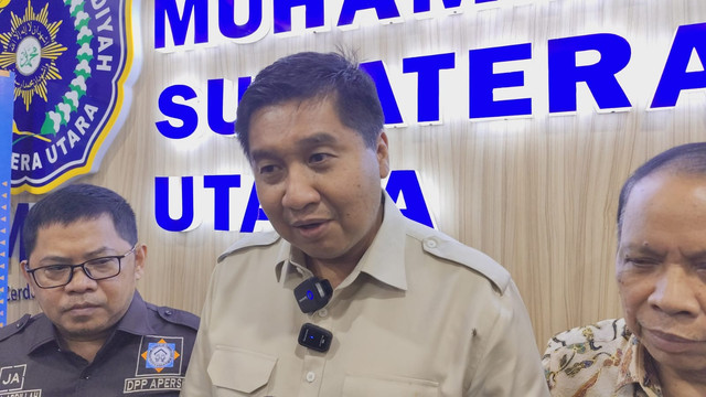 Menteri PKP Maruarar Sirait menghadiri sosialisasi kredit program perumahan di UMSU, Medan, Rabu (8/10/2025). Foto: Amar Marpaung/kumparan