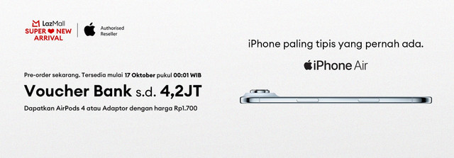 Lazada memberikan cashback hingga Rp 4,2 juta untuk setiap pembelian iPhone 17 Series dan iPhone Air selama masa PO. Foto: dok. Lazada