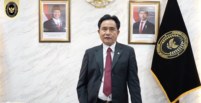 Yusril Ihza Mahendra selaku Menteri Koordinator Bidang Hukum, HAM, Imigrasi, dan Pemasyarakatan (Menko Kumham Imipas), Kamis (10/10/2025) menyampaikan sikap pemerintah Indonesia melalui kanal Instagram Kemenko Kumham Imipas RI.