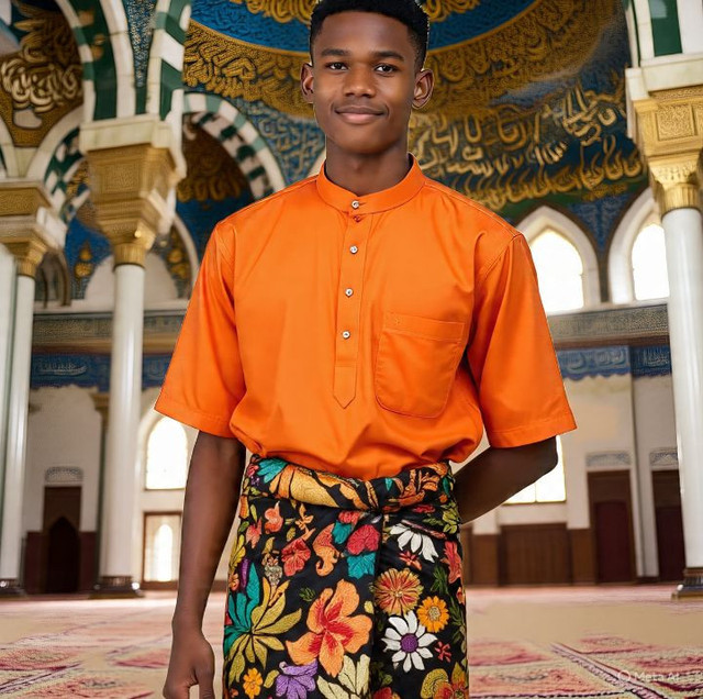 Sarung hampir identik dengan masjid. Sebab, tidak sedikit yang datang ke tempat ibadah itu dengan mengenajan sarung. (Sumber: Meta AI)