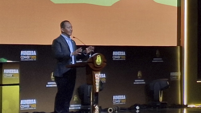 Menteri ESDM Bahlil Lahadalia dalam Minerba Convex 2025 di JICC, Jakarta Pusat, Rabu (15/10/2025). Foto: Argya D. Maheswara/kumparan