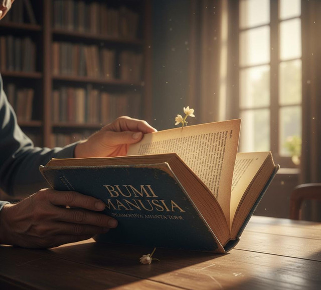 Membaca Buku Bumi Manusia (Sumber : Arsip Galeri Pribadi)