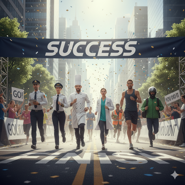 Ilustrasi: Orang-orang bersaing dalam menuju kesuksesan (sumber gambar dihasilkan oleh Model AI gemini)