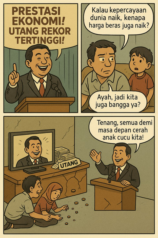 Ilustrasi persoalan utang pemerintah. Generated with ChatGPT.