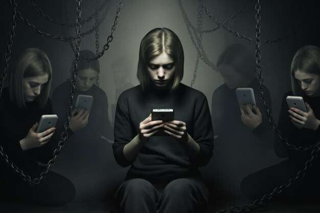 Ilustrasi kecanduan handphone yang mengakibatkan nomophobia (foto:freepik)