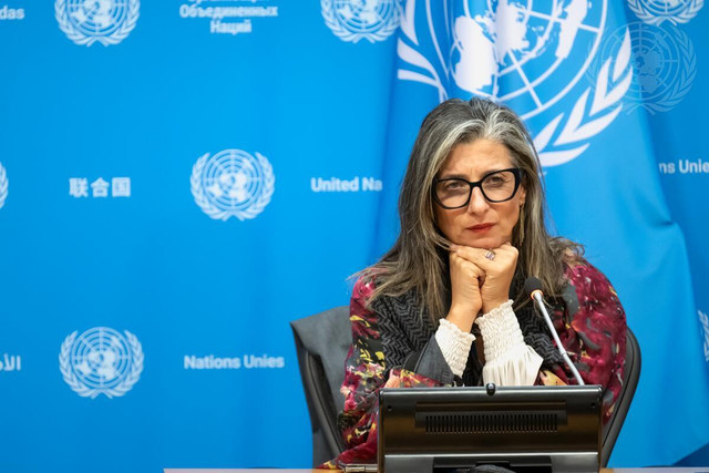 Francesca Albanese, Pelapor Khusus PBB untuk wilayah pendudukan Palestina, dikenal lantang mengkritik pelanggaran hak asasi manusia di Gaza — namun namanya tak muncul dalam daftar penerima Nobel Perdamaian 2025. Photo: UN Photo / Mark Garten