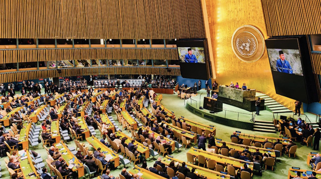 Presiden Prabowo Subianto menyampaikan pidatonya pada Sidang Majelis Umum ke-80 PBB di New York, Amerika Serikat, pada Selasa, 23 September 2025. Foto: BPMI Setpres/Laily Rachev