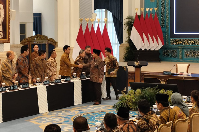 Suasana sidang kabinet paripurna (SKP) Kabinet Merah Putih satu tahun pemerintahan Presiden Prabowo Subianto dan Wapres Gibran Rakabuming Raka di Istana Negara, Jakarta pada Senin (20/10/2025). Foto: Luthfi Humam/kumparan