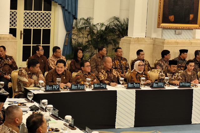 Suasana sidang kabinet paripurna (SKP) Kabinet Merah Putih satu tahun pemerintahan Presiden Prabowo Subianto dan Wapres Gibran Rakabuming Raka di Istana Negara, Jakarta pada Senin (20/10/2025). Foto: Luthfi Humam/kumparan