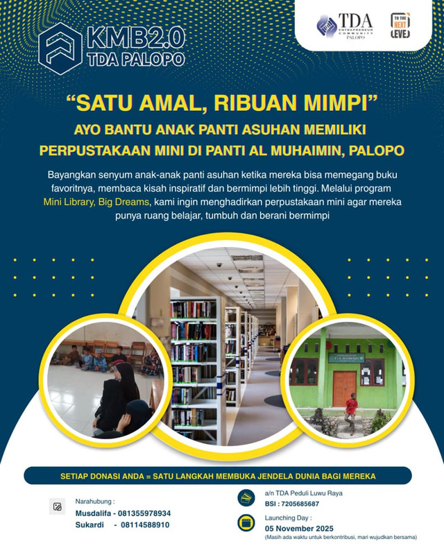 TDA Palopo Galang Donasi Mini Library untuk Dukung Indonesia Emas 2045