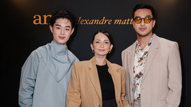 Gabriel Prince, Enzy Storia, dan Ibrahim Irsyad di pembukaan butik Ami Paris di Plaza Senayan, Jakarta. Foto: Time International