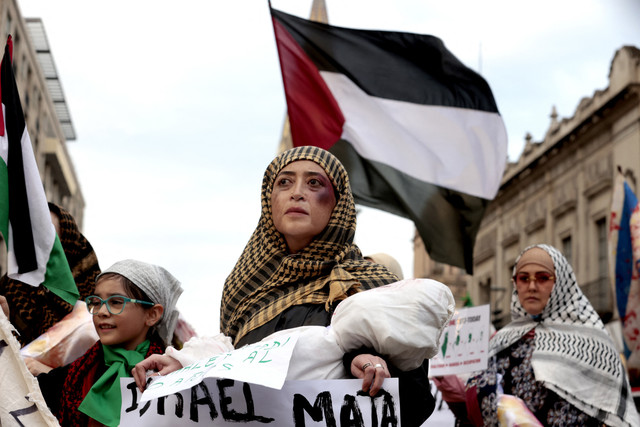 Ilustrasi perempuan di Gaza. Foto: Ulises Ruiz/AFP