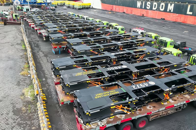 Ekspor gerbong barang buatan PT INKA. Dok. Antara