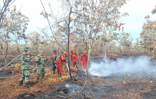 Manggala Agni saat memadamkan kebakaran di Sungai Rotan, Muara Enim. Foto : Dok. Manggala Agni
