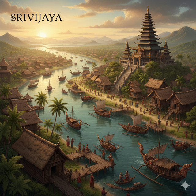 Ilustrasi perdagangan laut di masa Kerajaan Sriwijaya.
