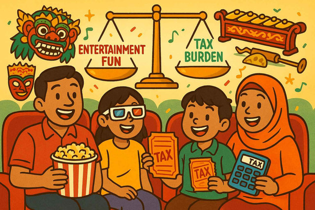 Ilustrasi Pajak Hiburan. AI Editing.