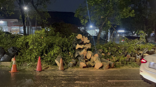 Mobil hancur akibat pohon tumbang di Jalan Dharmawangsa Raya, Jakarta Selatan, Kamis (30/10/2025). Foto: Rayyan Farhansyah/kumparan