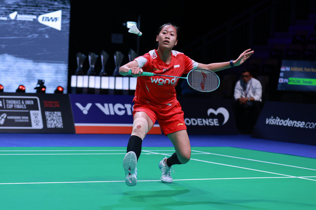 Putri Kusuma Wardani saat Hylo Open 2025 di Jerman. Foto: PBSI