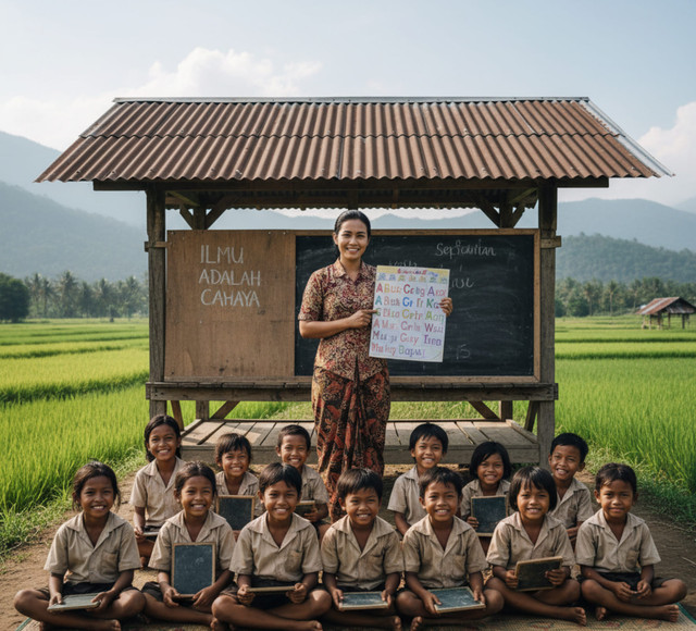 Guru Mengajar di Daerah Pedalaman (Sumber: Data Pribadi dari AI)