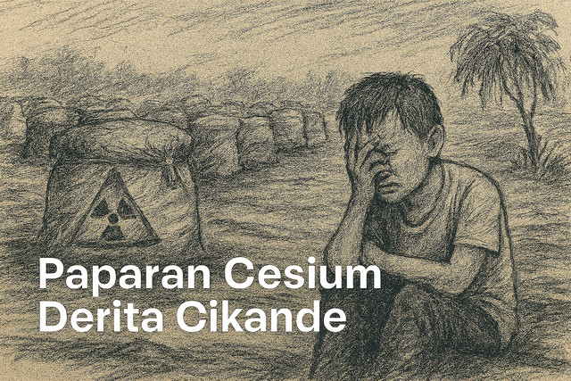 Cikande yang muram pasca tragedi Cesium-137. Slag logam berserakan, simbol dari limbah industri yang tak terawasi. Pohon layu lesu, seolah ikut merasakan paparan yang tak kasat mata. (Dokumen Pribadi)