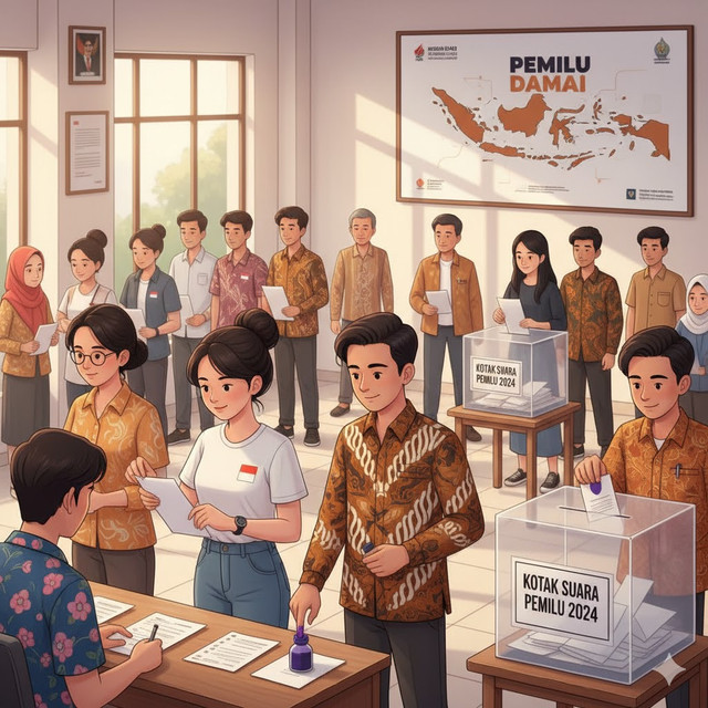ilustrasi Generasi Z ikut partisipasi pencoblosan dalam suasana pemilihan umum. Sumber foto: Gemini