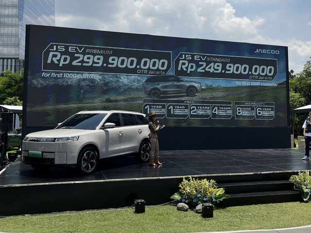 Peluncuran Jaecoo J5 EV di One Satrio, Jakarta Selatan, Senin (3/11/2025).  Foto: Syahrul Ghiffari/kumparan