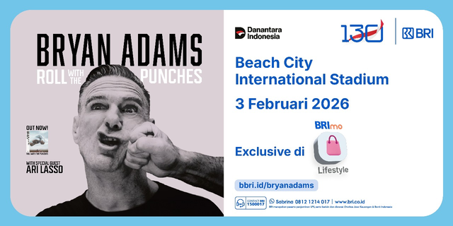 Konser Bryan Adams bertajuk “Roll With The Punches Live in Jakarta 2026” di Beach City International Stadium, Jakarta yang bisa dibeli di aplikais BRImo. Foto: Dok. BRI