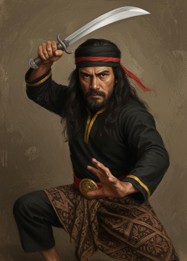 Ilustrasi Karim Datuk Seribu Garang yang bersumber dari tuturan keluarga besar Karim dan diilustrasikan oleh AI yang dioperasikan oleh Ilham Afandi