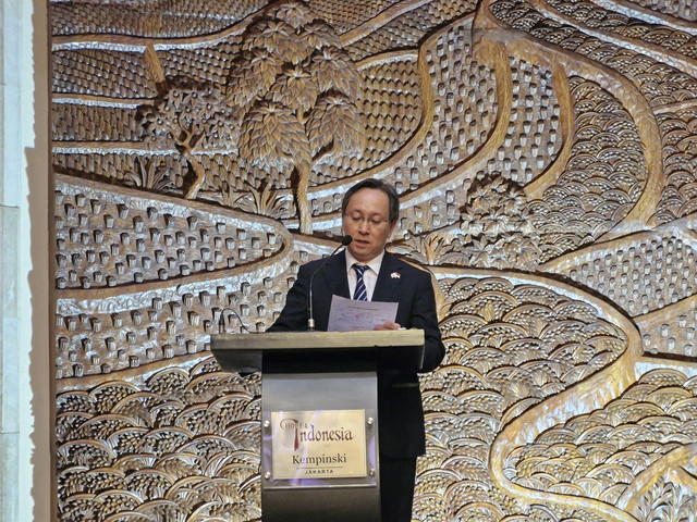 Kuasa Usaha Ad Interim Jepang untuk RI Myochin Mitsuru di Resepsi Hari Pasukan Bela Diri Jepang (JSDF) di Bali Room, Hotel Kempinski, Jakarta, Selasa (4/11). Foto: Nadia Riso/kumparan