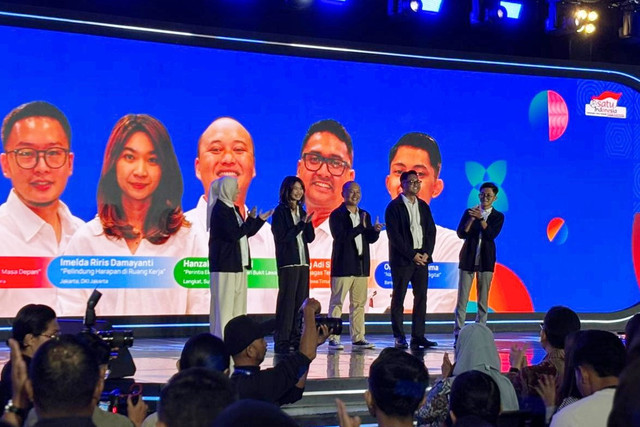 Para penerima apresiasi SATU Indonesia Awards 2025 di Menara Astra, Jakarta Pusat, Rabu (5/11/2025). Foto: Amira Nada Fauziyyah/kumparan