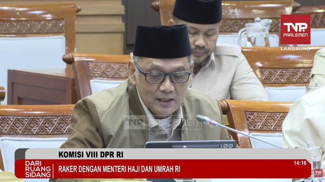 Suasana rapat kerja Komisi VIII DPR RI dengan Kementerian Haji dan Umrah di Kompleks Parlemen, Senayan, Jakarta, Rabu (5/11/2025). Foto: Youtube/TVR PARLEMEN
