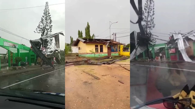 Angin puting beliung di Gunung Sugih, Lampung Tengah. | Foto: Dok Istimewa