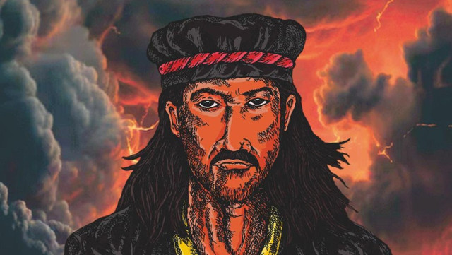 Sketsa wajah Gandulo Datuk Tabano berdasarkan keterangan keluarga, dilukis oleh Mido Pulma Deslala.