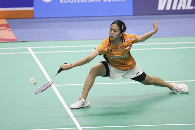 Ni Kadek Dhinda Amartya Pratiwi saat bermain di Korea Masters 2025. Foto: Dok. PBSI