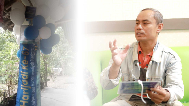 Didit Agus Joko Purwanto, warga Gunungkidul yang menemukan balon Harijadi 67 UMS. (Foto: Humas UMS)