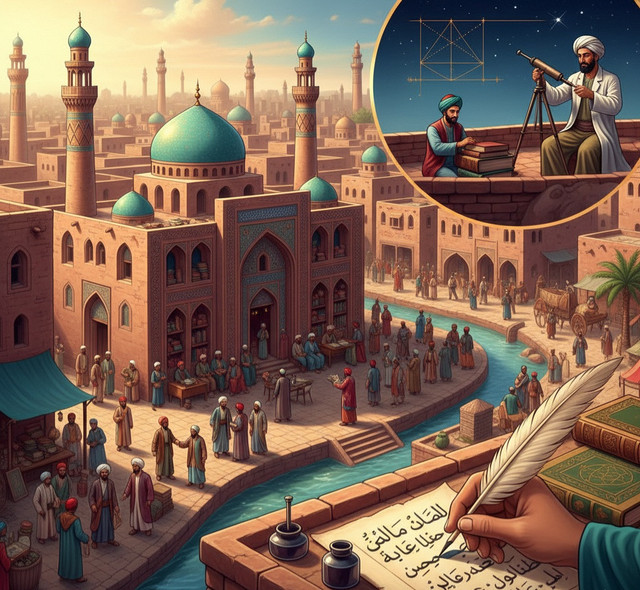 Ilustrasi Gambar Zaman Keemasan Islam, Dinasti Abbasiyah. Sumber Foto: Pribadi