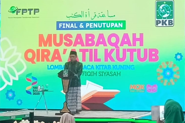 Ketua Umum PKB Abdul Muhaimin Iskandar dalam acara penutupan Musabaqoh Qiraatil Kutub di Kantor DPP PKB, Jakarta Pusat, Minggu (9/11/2025). Foto: Zamachsyari/kumparan