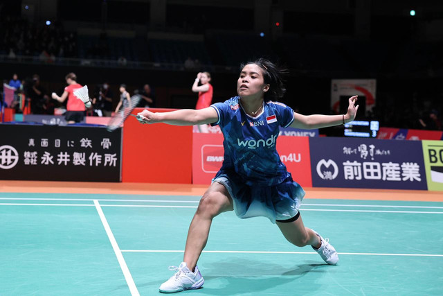 Gregoria Mariska Tunjung saat bermain di Kumamoto Masters Japan 2025. Foto: Dok. PBSI