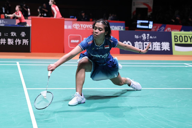 Gregoria Mariska Tunjung saat bermain di Kumamoto Masters Japan 2025. Foto: Dok. PBSI