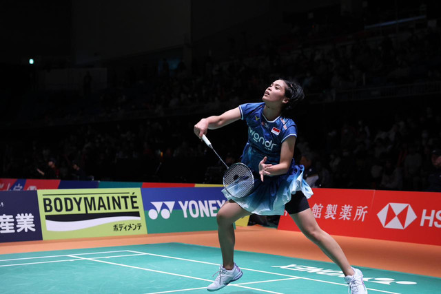 Gregoria Mariska Tunjung saat bermain di Kumamoto Masters Japan 2025. Foto: Dok. PBSI